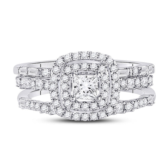 14k White Gold Princess Diamond Solitaire Bridal Wedding Engagement Ring 1 Cttw