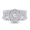14k White Gold Round Diamond Bridal Wedding Ring Band Set 1 Cttw