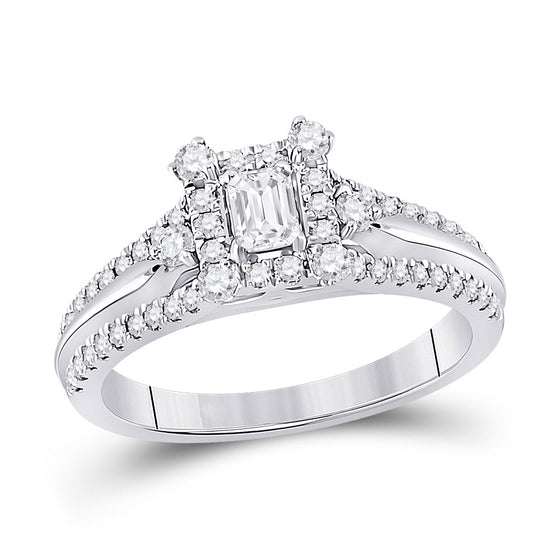 14k White Gold Emerald Diamond Solitaire Bridal Wedding Engagement Ring 3/4 Cttw