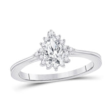  14k White Gold Pear Diamond Solitaire Bridal Wedding Engagement Ring 5/8 Cttw
