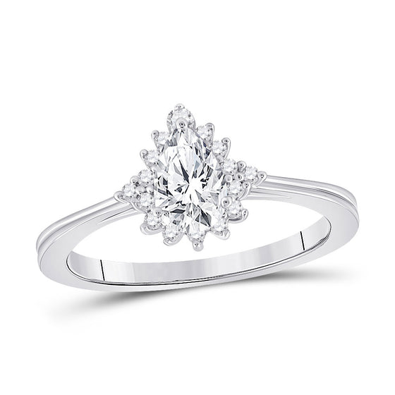 14k White Gold Pear Diamond Solitaire Bridal Wedding Engagement Ring 5/8 Cttw