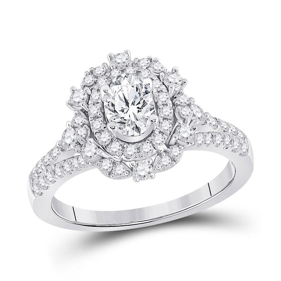 14k White Gold Oval Diamond Solitaire Bridal Wedding Engagement Ring 1-1/4 Cttw