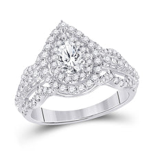  14k White Gold Pear Diamond Solitaire Bridal Wedding Engagement Ring 1-1/3 Cttw