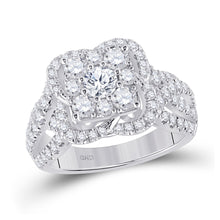  14k White Gold Round Diamond Halo Bridal Wedding Engagement Ring 1-7/8 Cttw