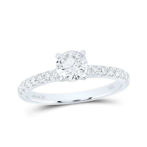 14k White Gold Round Diamond Solitaire Bridal Wedding Engagement Ring 1 Cttw