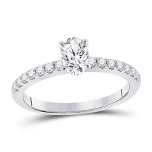  14k White Gold Oval Diamond Solitaire Bridal Wedding Engagement Ring 3/4 Cttw