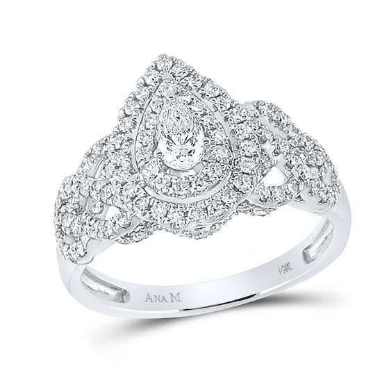 14k White Gold Pear Diamond Solitaire Bridal Wedding Engagement Ring 1 Cttw