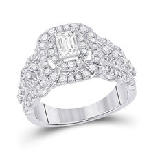  14k White Gold Emerald Diamond Halo Bridal Wedding Engagement Ring 1-1/3 Cttw