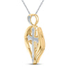 10k Yellow Gold Mens Round Diamond Wings Cross Charm Pendant 1/2 Cttw
