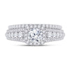 14k White Gold Round Diamond Bridal Wedding Ring Band Set 2-1/3 Cttw