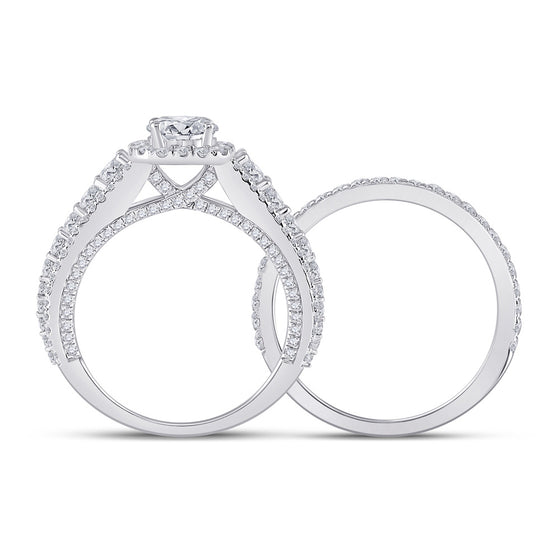 14k White Gold Round Diamond Bridal Wedding Ring Band Set 2-1/3 Cttw