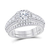 14k White Gold Round Diamond Bridal Wedding Ring Band Set 2-1/3 Cttw