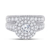 14k White Gold Round Diamond Bridal Wedding Ring Band Set 2 Cttw