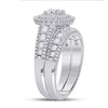 14k White Gold Round Diamond Bridal Wedding Ring Band Set 2 Cttw