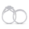 14k White Gold Round Diamond Bridal Wedding Ring Band Set 2 Cttw