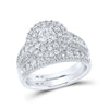 14k White Gold Round Diamond Bridal Wedding Ring Band Set 2 Cttw