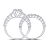 14k White Gold Round Diamond Bridal Wedding Ring Band Set 2 Cttw