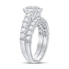 14k White Gold Round Diamond Bridal Wedding Ring Band Set 2 Cttw