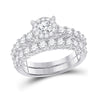 14k White Gold Round Diamond Bridal Wedding Ring Band Set 2 Cttw
