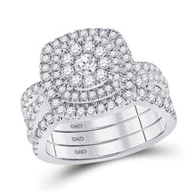  14k White Gold Round Diamond Bridal Wedding Ring Band Set 2 Cttw