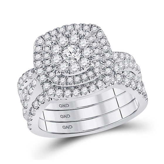 14k White Gold Round Diamond Bridal Wedding Ring Band Set 2 Cttw