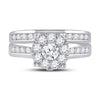 14k White Gold Round Diamond Bridal Wedding Ring Band Set 1-1/2 Cttw