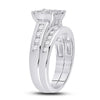14k White Gold Round Diamond Bridal Wedding Ring Band Set 1-1/2 Cttw