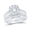 14k White Gold Round Diamond Bridal Wedding Ring Band Set 1-1/2 Cttw
