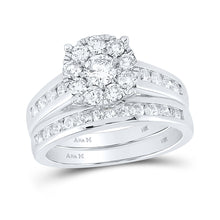  14k White Gold Round Diamond Bridal Wedding Ring Band Set 1-1/2 Cttw