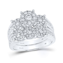  14k White Gold Round Diamond Bridal Wedding Ring Band Set 1-1/2 Cttw