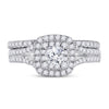 10k White Gold Round Diamond Bridal Wedding Ring Band Set 1 Cttw