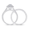 10k White Gold Round Diamond Bridal Wedding Ring Band Set 1 Cttw