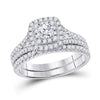10k White Gold Round Diamond Bridal Wedding Ring Band Set 1 Cttw