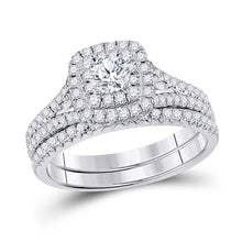  10k White Gold Round Diamond Bridal Wedding Ring Band Set 1 Cttw