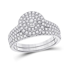  10k White Gold Round Diamond Bridal Wedding Ring Band Set 1 Cttw