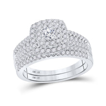  10k White Gold Round Diamond Bridal Wedding Ring Band Set 1 Cttw