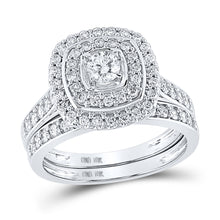 10k White Gold Round Diamond Bridal Wedding Ring Band Set 1 Cttw