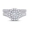 10k White Gold Round Diamond Bridal Wedding Ring Band Set 1 Cttw