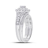 10k White Gold Round Diamond Bridal Wedding Ring Band Set 1 Cttw