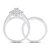 10k White Gold Round Diamond Bridal Wedding Ring Band Set 1 Cttw