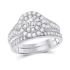 10k White Gold Round Diamond Bridal Wedding Ring Band Set 1 Cttw