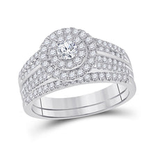  10k White Gold Round Diamond Bridal Wedding Ring Band Set 1 Cttw