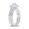 10k White Gold Round Diamond Bridal Wedding Ring Band Set 1 Cttw