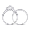 10k White Gold Round Diamond Bridal Wedding Ring Band Set 1 Cttw