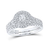 10k White Gold Round Diamond Bridal Wedding Ring Band Set 1 Cttw