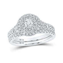  10k White Gold Round Diamond Bridal Wedding Ring Band Set 1 Cttw