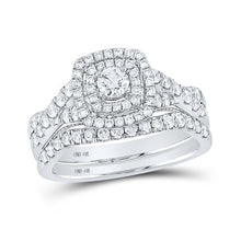  10k White Gold Round Diamond Bridal Wedding Ring Band Set 1 Cttw
