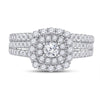 10k White Gold Round Diamond Bridal Wedding Ring Band Set 1 Cttw