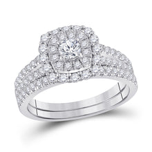  10k White Gold Round Diamond Bridal Wedding Ring Band Set 1 Cttw
