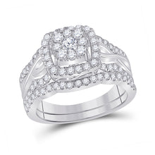 10k White Gold Round Diamond Bridal Wedding Ring Band Set 1 Cttw